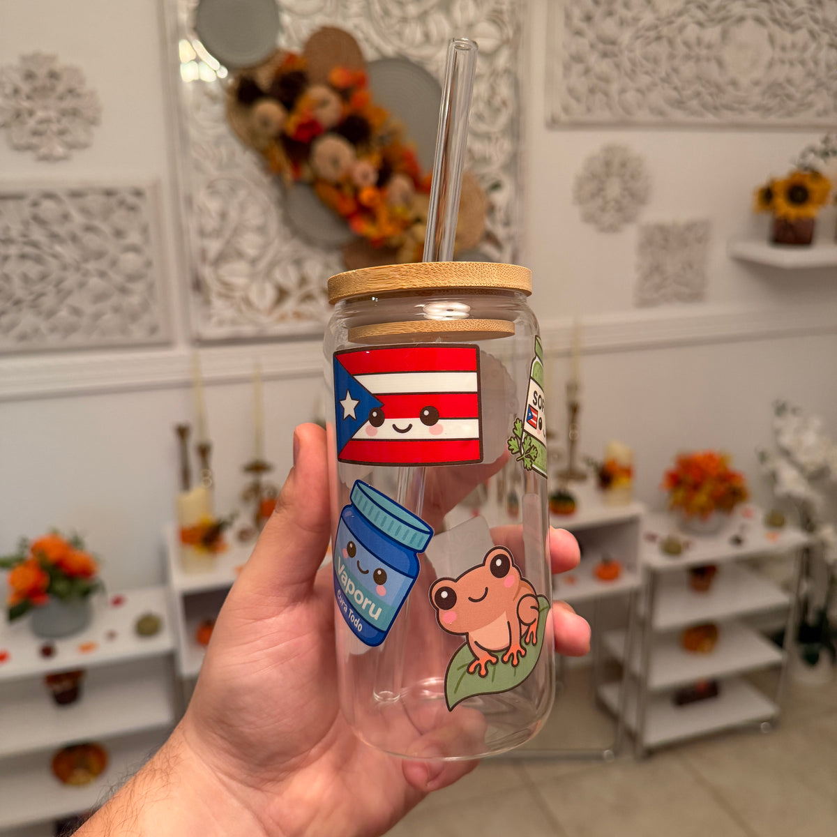 Vaso Happy Face Boricua